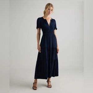Quince Washable Stretch Silk Tiered Maxi Dress